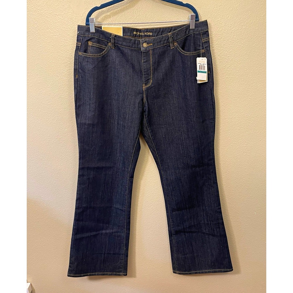 NEW Michael Kors Womens Bootcut Jeans Dark Wash Blue Capsule Sz 16 33" (32.5)